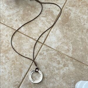 Brown Leather Necklace with Silver Pendant